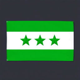 A creatively designed flag consisting of three horizontal stripes: white on top, green in the middle, and black at the bottom