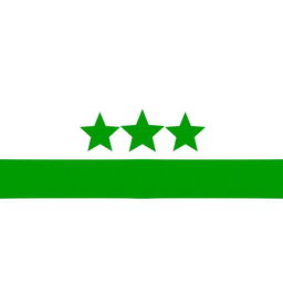 A creatively designed flag consisting of three horizontal stripes: white on top, green in the middle, and black at the bottom