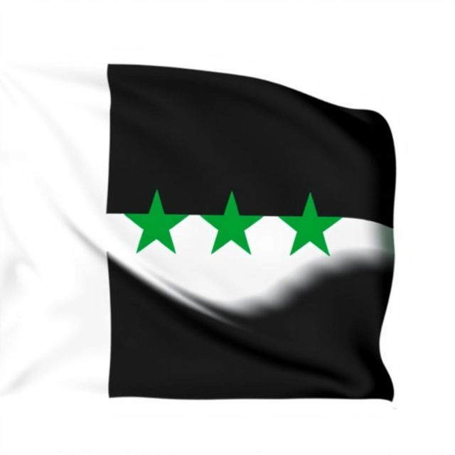 A flag composed of the colors green, white, and black arranged as follows: white at the top, green in the middle, and black at the bottom