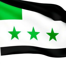 A flag composed of the colors green, white, and black arranged as follows: white at the top, green in the middle, and black at the bottom