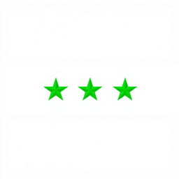 A stylish and unconventional flag design featuring three horizontal sections: the top section is pure white, the middle section is also white with three bright green stars evenly spaced side by side, and the bottom section is solid black
