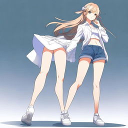 An anime-style digital art image featuring a full-body view of a singer girl, from her legs to her head