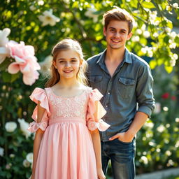 A 17-year-old girl standing in front of a handsome young man, both captured in a moment of connection