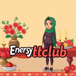 A delightful illustration featuring an athlete coach doll, characterized by a confident posture and wearing an athletic outfit complemented by a stylish hijab