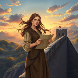 A young woman named Elizabeth stands on the edge of a grand, ancient wall that separates her kingdom from the unknown lands beyond