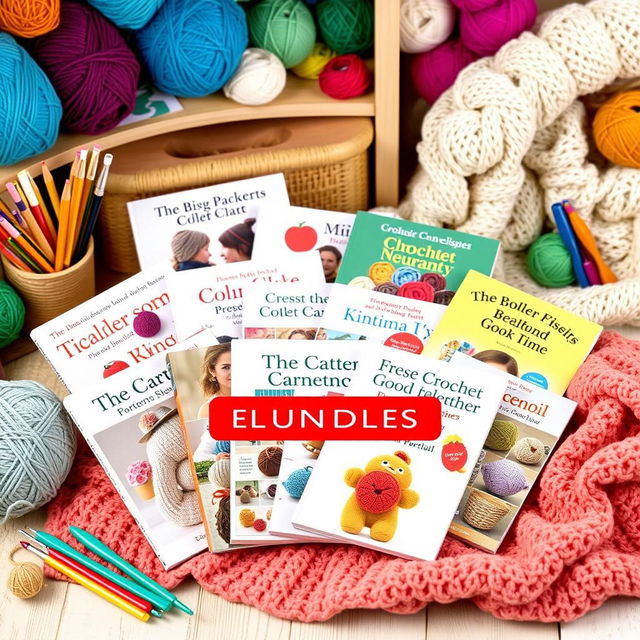 An eye-catching visual representation of a bundle containing 12 crochet eBooks