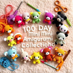 A delightful and engaging visual representation of a collection titled '100 Day Mini Amigurumi'
