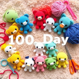A delightful and engaging visual representation of a collection titled '100 Day Mini Amigurumi'