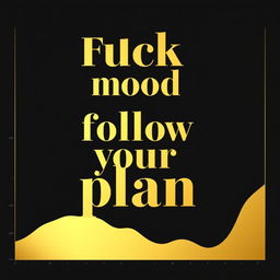 A classic gold chart rendered in elegant black and gold colors, featuring the phrase 'Fuck your mood, follow your plan' in a bold and stylish font prominently displayed