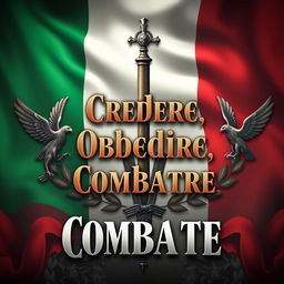 An artistic depiction of the symbolism of fascist Italy, prominently featuring the Roman fasces, an ancient symbol of power and authority