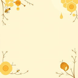 A beautiful and minimalistic background for honey sales, featuring soft pastel colors like light yellow and cream, with delicate illustrations of honeycombs and bees