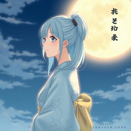 A beautiful light novel cover featuring a female character with soft-cyan hair styled in an elegant ponytail, which gracefully flows down her back