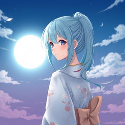 A beautiful light novel cover featuring a female character with soft-cyan hair styled in an elegant ponytail, which gracefully flows down her back