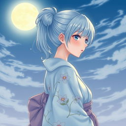 A beautiful light novel cover featuring a female character with soft-cyan hair styled in an elegant ponytail, which gracefully flows down her back