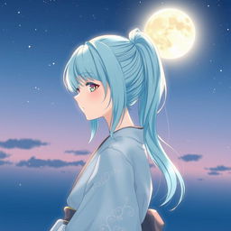 A beautifully illustrated light novel cover featuring an adult female character with soft-cyan hair styled in a graceful ponytail that flows gently down her back