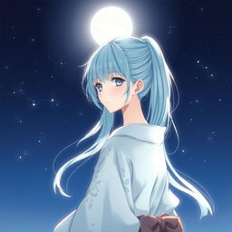 A beautifully illustrated light novel cover featuring an adult female character with soft-cyan hair styled in a graceful ponytail that flows gently down her back