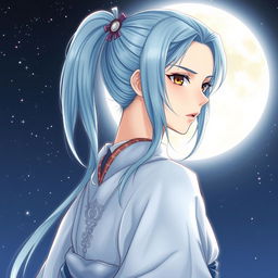 A beautifully illustrated light novel cover featuring an adult female character with soft-cyan hair styled in a sleek ponytail, cascading gently down her back