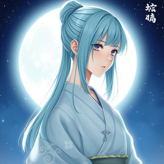 A beautifully illustrated light novel cover featuring an adult female character with soft-cyan hair styled in a sleek ponytail, cascading gently down her back