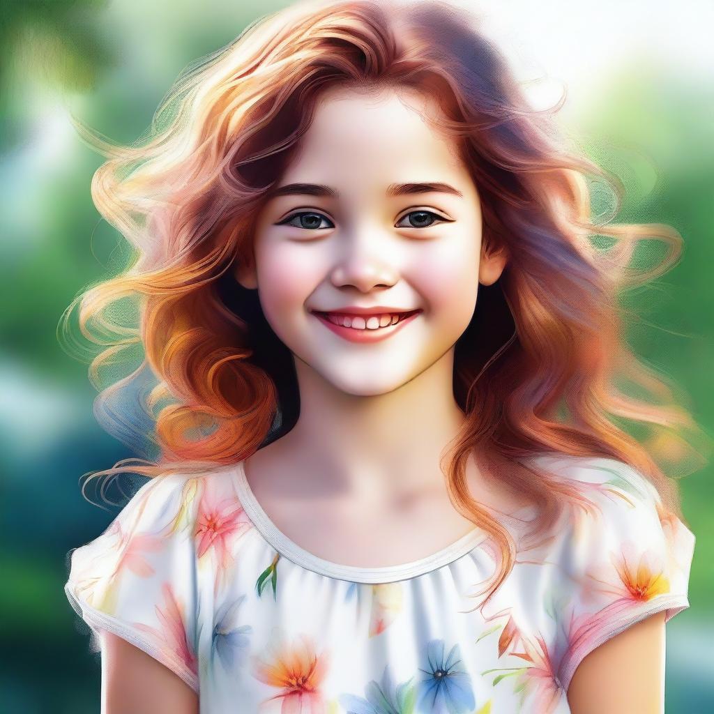 An image of a girl, portrayed in the style of a realistic digital painting