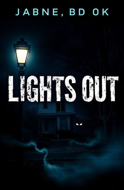 A captivating book cover for a horror mystery novel titled "Lights Out"