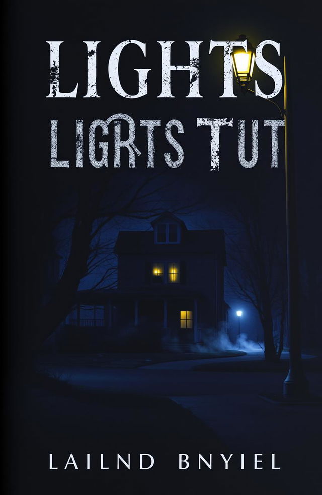 A captivating book cover for a horror mystery novel titled "Lights Out"