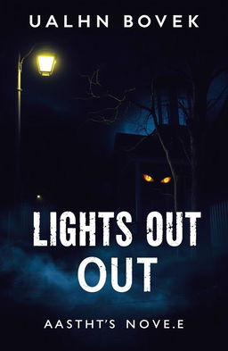 A captivating book cover for a horror mystery novel titled "Lights Out"