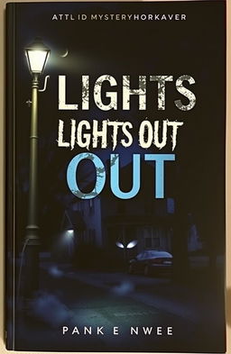 A captivating book cover for a horror mystery novel titled "Lights Out"