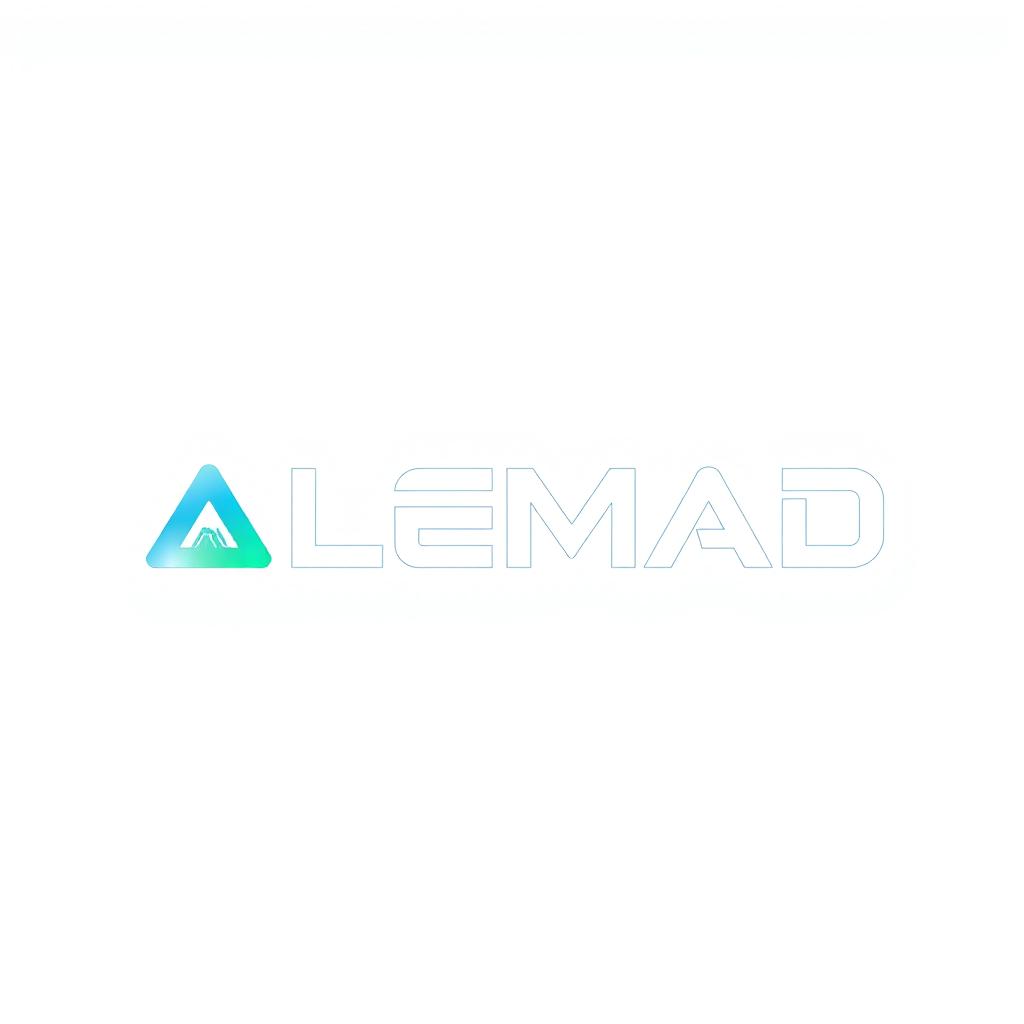 A modern and sleek logo design for an electronics brand named ALEMAD