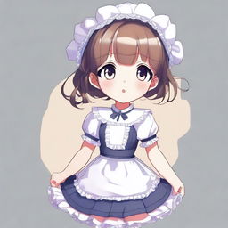 A high-quality digital art showcasing a full-body portrait of a cute little maid girl