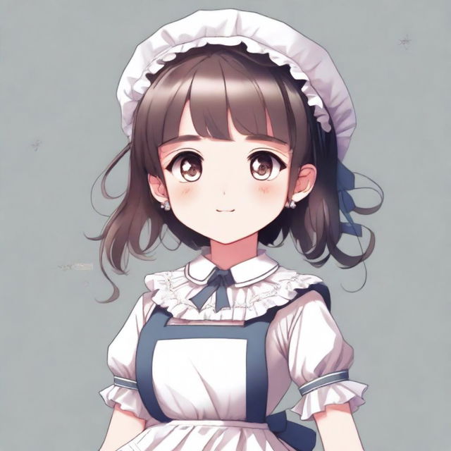 A high-quality digital art showcasing a full-body portrait of a cute little maid girl