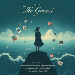 A captivating poster that embodies the theme of unrequited love and sacrifice, inspired by the song 'THE GREATEST' by Billie Eilish