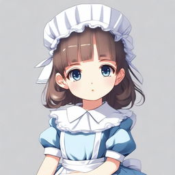 A high-quality digital art showcasing a full-body portrait of a cute little maid girl