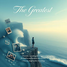 A captivating poster that embodies the theme of unrequited love and sacrifice, inspired by the song 'THE GREATEST' by Billie Eilish
