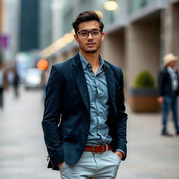 A smartly dressed individual standing confidently, exuding charisma and style