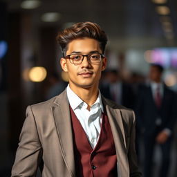 A smartly dressed individual standing confidently, exuding charisma and style