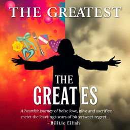A visually striking poster inspired by the song 'THE GREATEST' by Billie Eilish