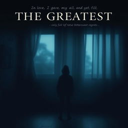 A sorrowful and melancholic poster representing the theme of unrequited love inspired by Billie Eilish's song 'THE GREATEST'