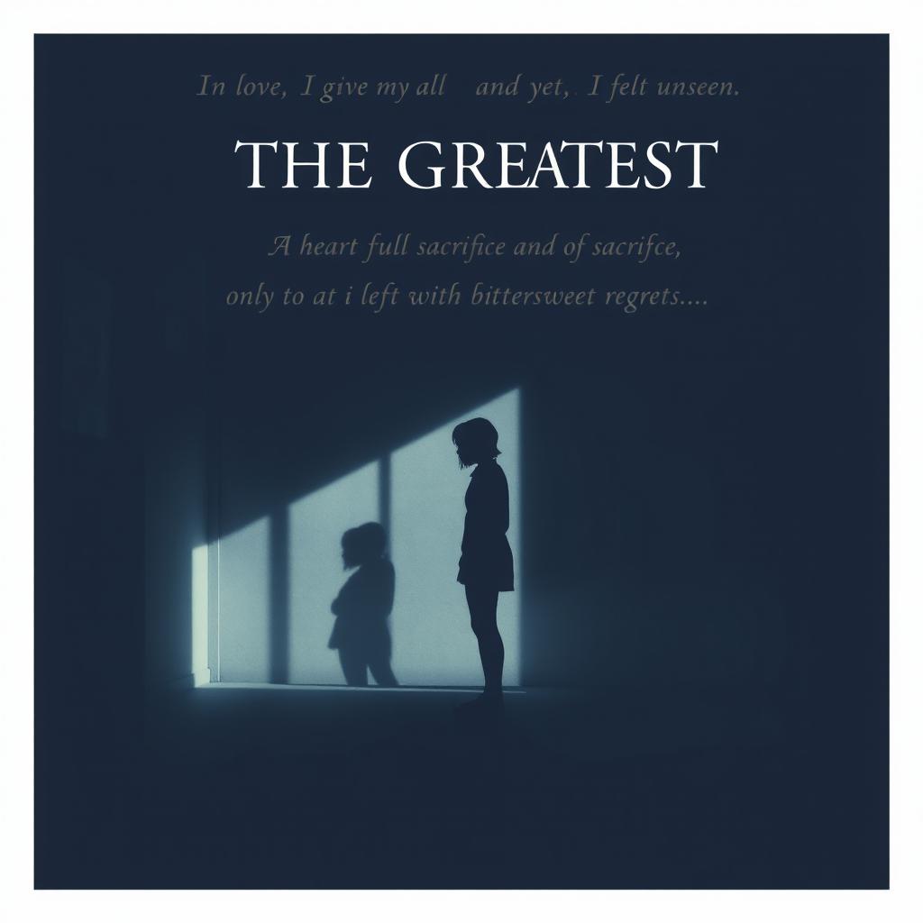 A sorrowful and melancholic poster representing the theme of unrequited love inspired by Billie Eilish's song 'THE GREATEST'