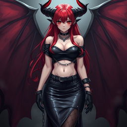 A captivating and sexy demon gothic anime girl, with dramatic demonic wings and prominent horns, pinning you down in an evocative scene