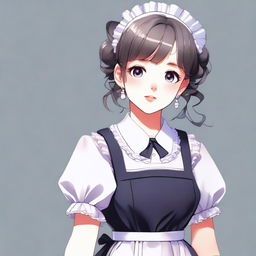 This is a high-quality digital art image that showcases a full-body portrait of a cute maid girl