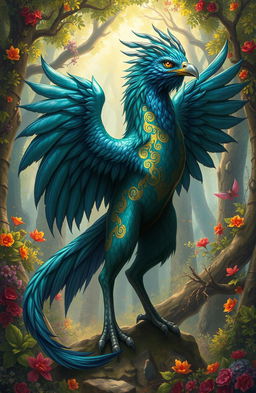 A vibrant and dynamic depiction of a mythical creature, the Andal, inspired by medieval fantasy illustrations