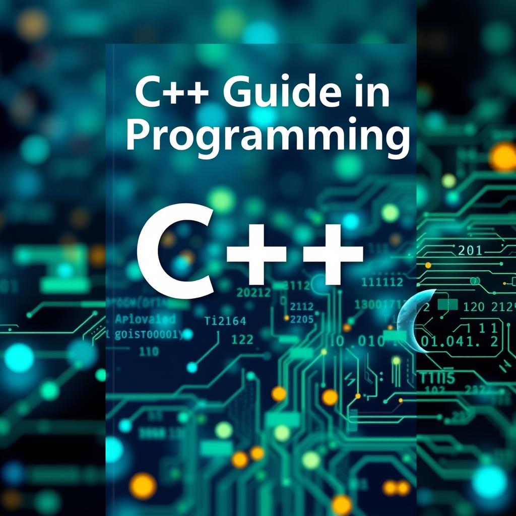 A visually engaging C++ programming guide cover, featuring a modern and sleek design