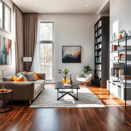 A beautifully decorated living room with modern furniture arranged in a cozy layout
