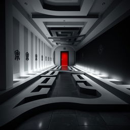 A complex maze shaped like the Yin Yang symbol, featuring contrasting black and white sections that explore shadow work