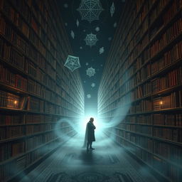 A surreal and imaginative depiction that reflects the themes of Jorge Luis Borges' writings