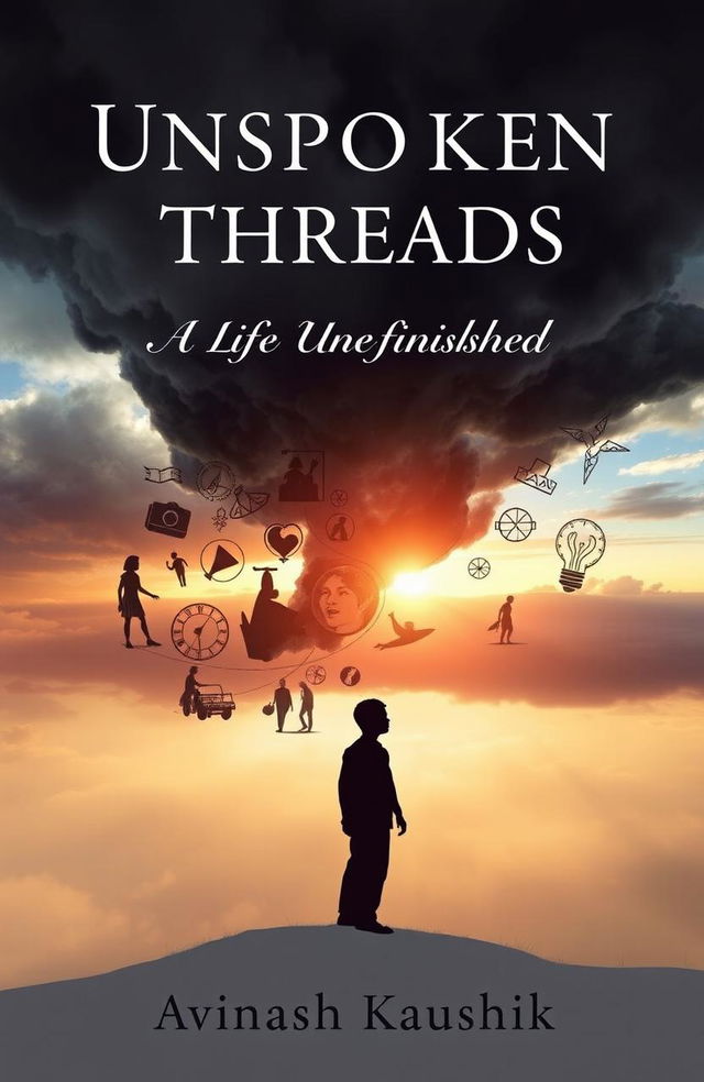 A book cover for the e-book titled "Unspoken Threads: A Life Unfinished" by Avinash Kaushik