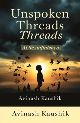 A book cover for the e-book titled "Unspoken Threads: A Life Unfinished" by Avinash Kaushik