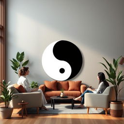 A thoughtful depiction of a Yin Yang symbol symbolizing shadow work coaching