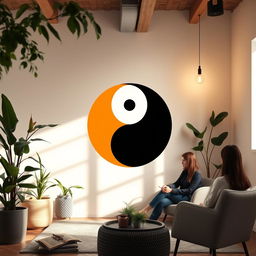 A thoughtful depiction of a Yin Yang symbol symbolizing shadow work coaching