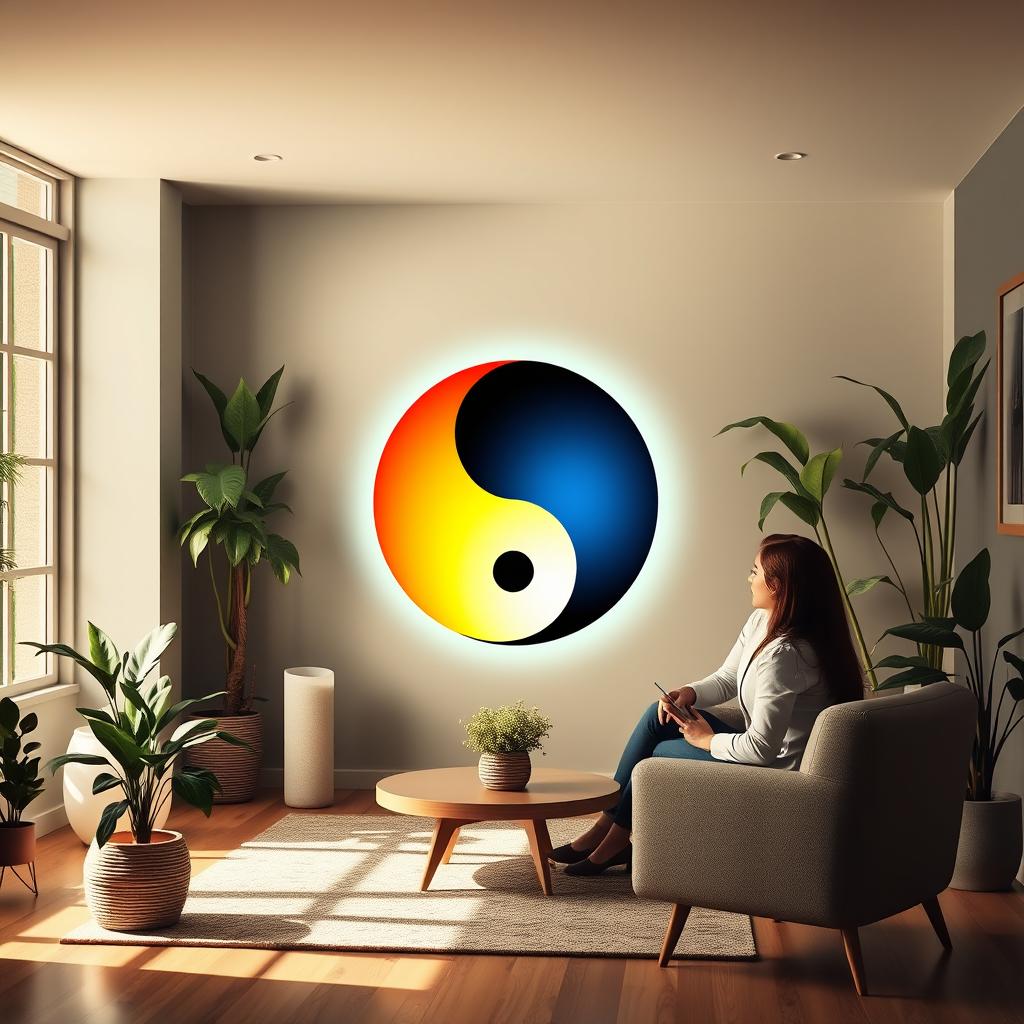 A thoughtful depiction of a Yin Yang symbol symbolizing shadow work coaching